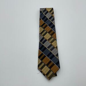 Brown and gray 100% silk zylos necktie